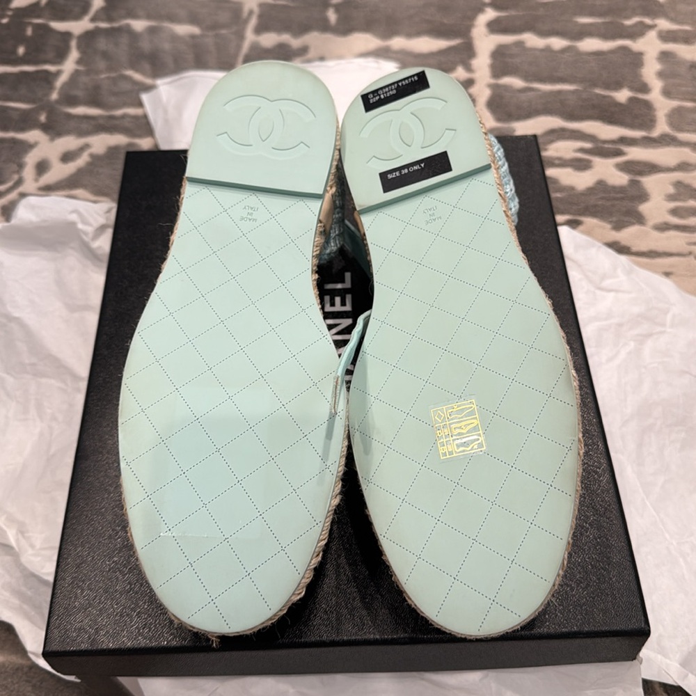Chanel Light Blue and Black Espadrilles - Picture 5 of 9